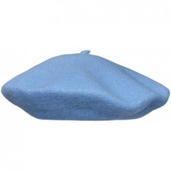 Berets Women's Wool Solid Color Classic French Beret Beanie Hat - Sky Blue - CL196ATDQLA $12.85