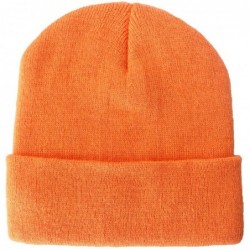 Skullies & Beanies 100% Acrylic Winter Cuffed Beanie with Soft Lining Adult Size for Men and Women - Orange - CK18K2NQMYH $16.51