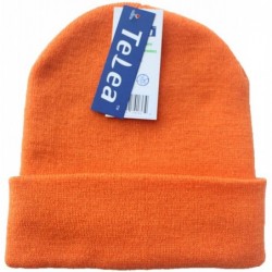 Skullies & Beanies 100% Acrylic Winter Cuffed Beanie with Soft Lining Adult Size for Men and Women - Orange - CK18K2NQMYH $27.62