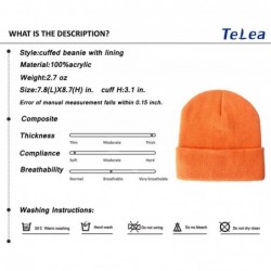 Skullies & Beanies 100% Acrylic Winter Cuffed Beanie with Soft Lining Adult Size for Men and Women - Orange - CK18K2NQMYH $27.62
