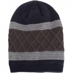 Skullies & Beanies Warm Oversized Chunky Soft Oversized Cable Knit Slouchy Beanie Winter Warm Knit Hat Skull Cap - Navy - C61...