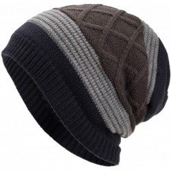 Skullies & Beanies Warm Oversized Chunky Soft Oversized Cable Knit Slouchy Beanie Winter Warm Knit Hat Skull Cap - Navy - C61...