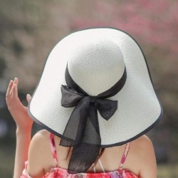 Sun Hats Womens Big Bowknot Straw Hat Foldable Roll up Sun Hat Beach Cap UPF 50+ Protection Sun Hats 041 - White-c - C418T2WG...
