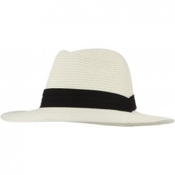 Sun Hats Men's Paper Woven Straw Panama Trilby Fedora Beach Sun Hat Large/22.8" - Beige - CS18227S025 $18.00