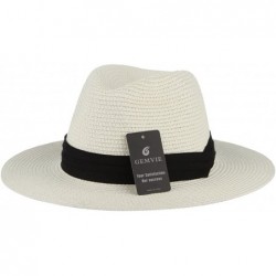 Sun Hats Men's Paper Woven Straw Panama Trilby Fedora Beach Sun Hat Large/22.8" - Beige - CS18227S025 $21.95