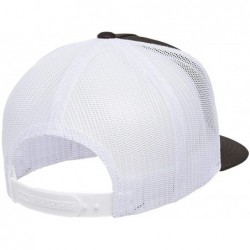 Baseball Caps Yupoong 6006 Flatbill Trucker Mesh Snapback Hat with NoSweat Hat Liner - Black/White - CM18O88Q7NA $17.39