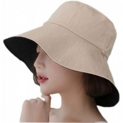 Sun Hats Women Sun Hat Large Brim Anti-UV Fold Floppy Visor Cap for Beach Travel - Beige-black - CI18QYLIDN0 $23.04