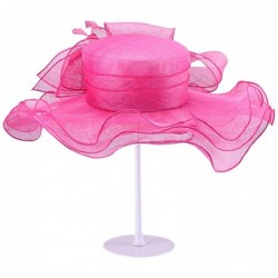 Sun Hats Women's Wide Brim Summer Beach Sun Hat Wedding Hat - Fuchsia - CG12JQ38QD1 $108.20