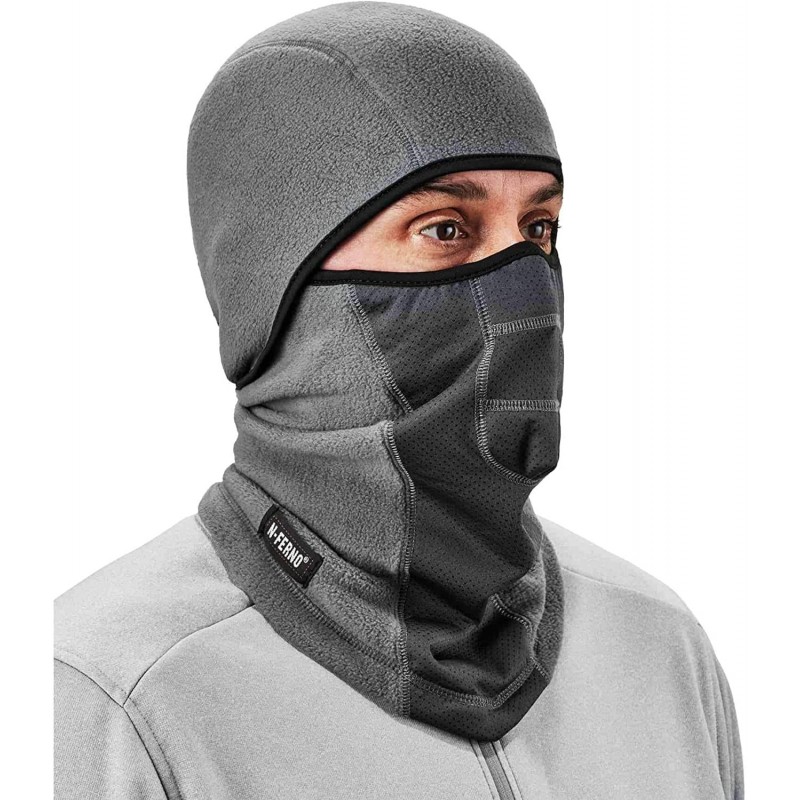 Balaclavas N-Ferno 6823 Balaclava Ski Mask- Wind-Resistant Face Mask- Hinged Design to Wear as Neck Gaiter- Gray - Gray - CV1...