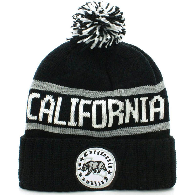 Skullies & Beanies Absolute Clothing California Republic Cuff Beanie Cable Knit Pom Pom Hat Cap - CI11O97GDGR $34.31
