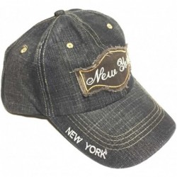 Baseball Caps New York City Patch Vintage Denim Blue Cotton Baseball Cap - Denim Back - CV11WS74SKD $23.89