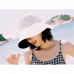 Sun Hats Women Sun Hat Large Brim Anti-UV Fold Floppy Visor Cap for Beach Travel - Beige-black - CI18QYLIDN0 $13.98