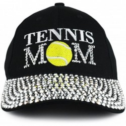 Baseball Caps Tennis Mom Embroidered and Stud Jeweled Bill Unstructured Baseball Cap - Black - CQ1886H77CG $29.20