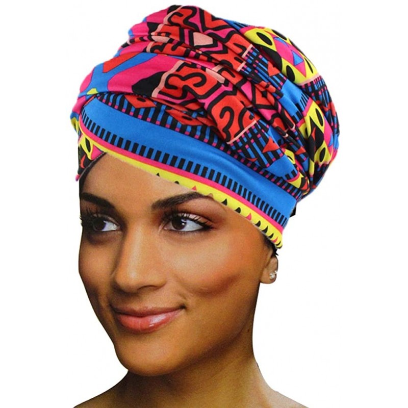 Skullies & Beanies Turbans for Women African Pattern Knot Headwrap Beanie Pre-Tied Bonnet Chemo Cap Hair Loss Hat - Wht 17 - ...