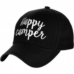 Baseball Caps Women's Embroidered Quote Adjustable Cotton Baseball Cap - Happy Camper- Black - C8180OM7H69 $29.77