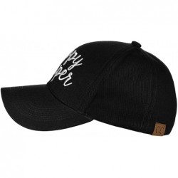 Baseball Caps Women's Embroidered Quote Adjustable Cotton Baseball Cap - Happy Camper- Black - C8180OM7H69 $27.67