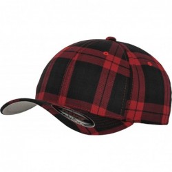 Baseball Caps Original Fitted Tartan Plaid Hat 6197 - Black/Red - CX11JK8QCCF $32.07