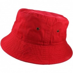 Bucket Hats 100% Cotton Packable Fishing Hunting Summer Travel Bucket Cap Hat - Red - CL18DLYWX9M $32.79