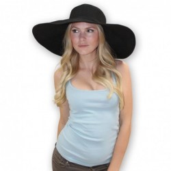 Sun Hats Ribbon Braid Floppy Hat for Women 7-Inch Wide Brim Large Sun Hat Women Packable Beach Hat - Black - CM183973A3C $95.58