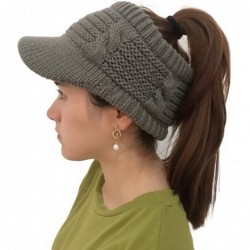 Skullies & Beanies Beanie Tail Winter Warm Knit Messy High Bun Ponytail Hats Visor Beanie Cap - Grey - C318ICS5DMY $18.29