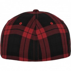 Baseball Caps Original Fitted Tartan Plaid Hat 6197 - Black/Red - CX11JK8QCCF $28.55