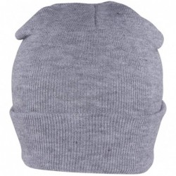 Skullies & Beanies Solid Winter Long Beanie (Comes in Many - Heather Grey - C4112JZVX39 $14.00