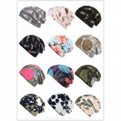 Skullies & Beanies Flower Printed Beanie Women Turban Headband Chemo Cap - 2 Pack Set 11 - C5198SL9LOT $29.72