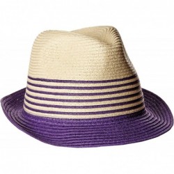 Sun Hats Women's Sammy D Two-Toned Packable Fedora Sun Hat- Rated UPF 50+ for Max Sun Protection - Natural/Lilac - C311TDOY52...