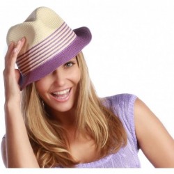 Sun Hats Women's Sammy D Two-Toned Packable Fedora Sun Hat- Rated UPF 50+ for Max Sun Protection - Natural/Lilac - C311TDOY52...