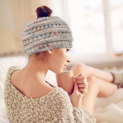 Skullies & Beanies Womens Beanie Hats - Women Winter Warm Headband Stretchy Knitted Headwear Headwrap Soft Horsetail Messy Bu...