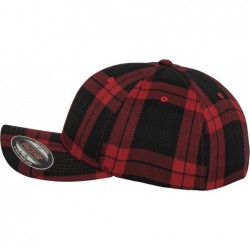 Baseball Caps Original Fitted Tartan Plaid Hat 6197 - Black/Red - CX11JK8QCCF $28.55