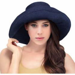 Sun Hats Women's Summer Cotton Bucket Beach Hat Foldable Sun Hat - Denim - CP18DI4I00T $30.35