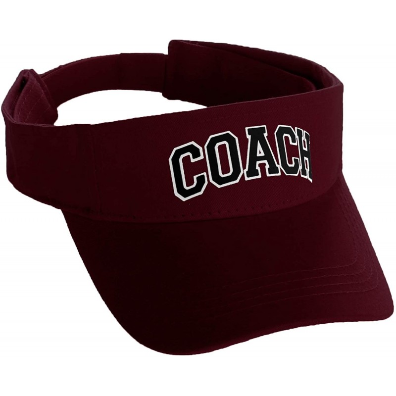 Baseball Caps Classic Sport Team Coach Arched Letters Sun Visor Hat Cap Adjustable Back - Burgundy Hat White Black Letters - ...