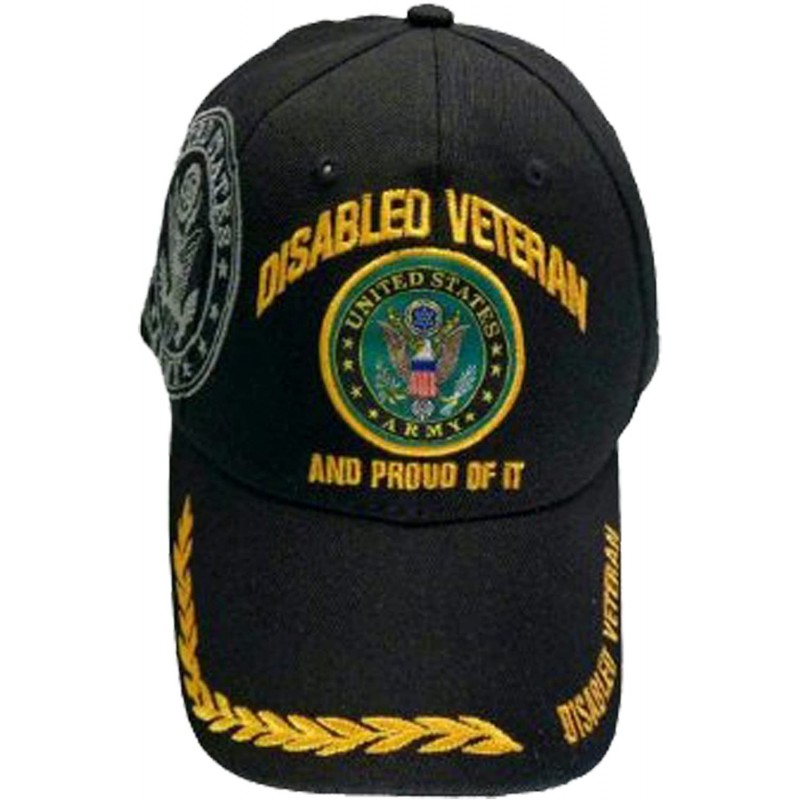 Baseball Caps Disabled Veteran US ARMY Baseball Cap Black Logo Hat Proud of It Golden Wreath - CY11KW02ATN $32.04