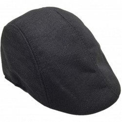 Sun Hats Solid Cotton Newsboy Cap Men Summer Visor Hat Sunhat Mesh Running Sport Casual Breathable Beret Flat Cap - Black - C...