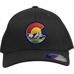 Baseball Caps Colorado Flag C Nature Flexfit 6277 Hat. Colorado Themed Curved Bill Cap - Black - CE18D8W2A7Q $57.32