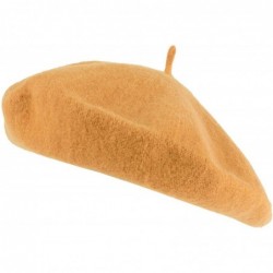 Berets Wool Blend French Beret for Men and Women in Plain Colours - Mustard - CY18QYYI9XS $13.64