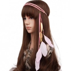 Headbands Women Feather Leaf Tassels Braided Hippie Headband Hair Accessories - Pink - C512JO0E9IH $20.37