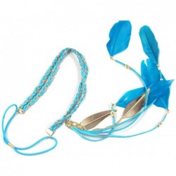 Headbands Women Feather Leaf Tassels Braided Hippie Headband Hair Accessories - Pink - C512JO0E9IH $20.37