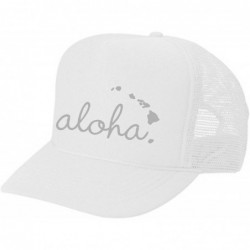 Baseball Caps Hawaii Honolulu HAT - Aloha - Cool Stylish Apparel Accessories - White-silver Print - CX1855Y5L5T $33.35