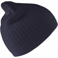 Skullies & Beanies Double Knit Cotton Beanie Hat - Black - C9110WFN6BZ $25.47