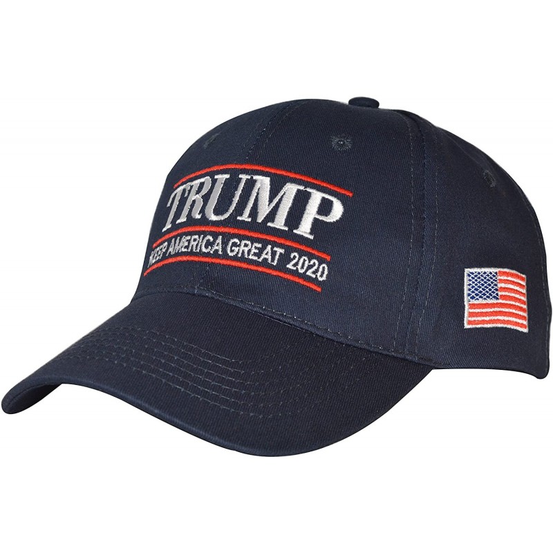 Baseball Caps Donald Trump 2020 Keep America Great Cap Adjustable Baseball Hat with USA Flag - Breathable Eyelets - Blue - CO...