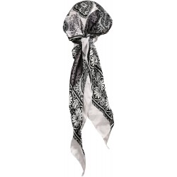 Skullies & Beanies Women's Silk Feel- Pre-Tied- Printed- Fitted Headscarf- Chemo Cap Bandana Sleep Turban Head Scarf - Black ...