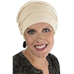 Skullies & Beanies Cancer Turbans for Chemo Hair Loss - Gathered Sophia Turban - Cream - C411VO1C261 $32.18
