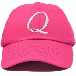 Baseball Caps Initial Hat Letter Q Womens Baseball Cap Monogram Cursive Embroider - Hot Pink - C918U5W2A2A $23.64