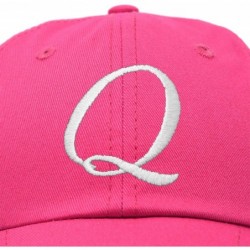 Baseball Caps Initial Hat Letter Q Womens Baseball Cap Monogram Cursive Embroider - Hot Pink - C918U5W2A2A $23.64