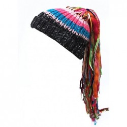 Skullies & Beanies Men/Women Barbarian Vagabond Knit Hat Wig Ponytail Beanie Funny Caps - Navy - CX1873MUTIL $28.90