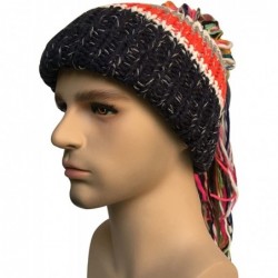 Skullies & Beanies Men/Women Barbarian Vagabond Knit Hat Wig Ponytail Beanie Funny Caps - Navy - CX1873MUTIL $26.12
