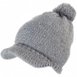 Newsboy Caps Womens Knit Newsboy Cap Warm Lined Winter Hat 100% Soft Acrylic with Visor - 89230_grey - C6188A8N72L $20.11
