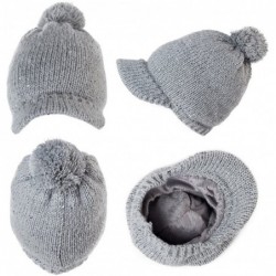Newsboy Caps Womens Knit Newsboy Cap Warm Lined Winter Hat 100% Soft Acrylic with Visor - 89230_grey - C6188A8N72L $23.06